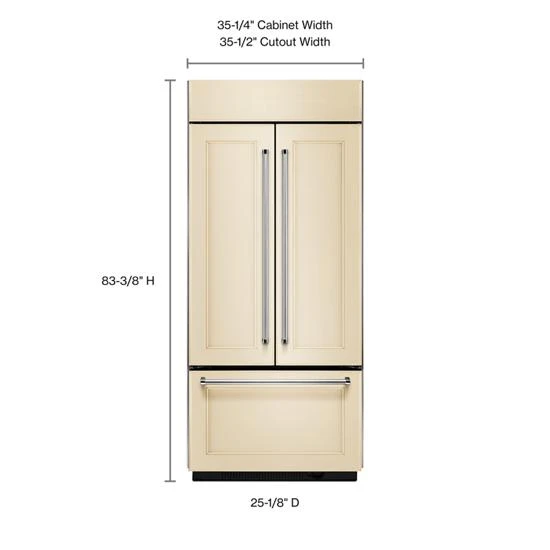 KitchenAid 20.8 Cu. Ft. 36" Width Built In Panel Ready French Door Refrigerator With Platinum Interior Design 4 KitchenAid 20.8 Cu. Ft. 36" Width Built In Panel Ready French Door Refrigerator With Platinum Interior Design - Image 2