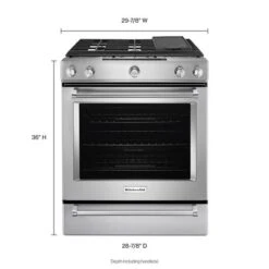 KitchenAid 30-Inch 5 Burner Gas Convection Slide-In Range With Baking Drawer -Kitchenaid 7347503 1575100991 additional p180288kx 102z
