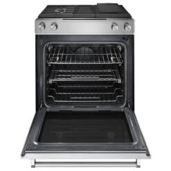 KitchenAid 30-Inch 4-Burner Dual Fuel Downdraft Slide-In Range