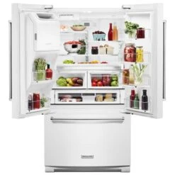 KitchenAid 26.8 Cu. Ft. 36-Inch Width Standard Depth French Door Refrigerator With Exterior Ice And Water -Kitchenaid 8082732 1659164724 open propped p180013 43z