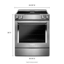 KitchenAid 30-Inch 4-Element Electric Downdraft Slide-In Range -Kitchenaid 8082887 1659164639 dimension p180288kx 110z