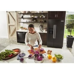 KitchenAid 24.8 Cu Ft. Side-by-Side Refrigerator With Exterior Ice And Water And PrintShield™ Finish