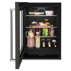 KitchenAid 24" Undercounter Refrigerator With Glass Door And Shelves With Metallic Accentsand With PrintShield™ Finish