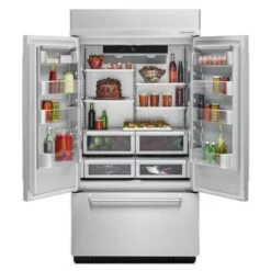 KitchenAid 24.2 Cu. Ft. 42" Width Built-In Panel Ready French Door Refrigerator With Platinum Interior Design -Kitchenaid 8143282 1662793359 open propped p220459kr 006z