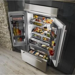 KitchenAid 24.2 Cu. Ft. 42" Width Built-In Panel Ready French Door Refrigerator With Platinum Interior Design -Kitchenaid 8143283 1662793360 open propped p220459kr 007z