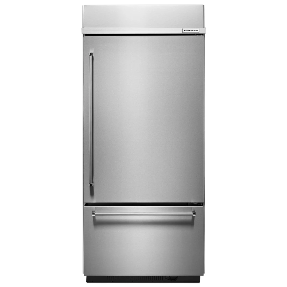 KitchenAid 20.9 Cu. Ft. 36" Width Built-In Stainless Bottom Mount Refrigerator With Platinum Interior Design 3 KitchenAid 20.9 Cu. Ft. 36" Width Built-In Stainless Bottom Mount Refrigerator With Platinum Interior Design