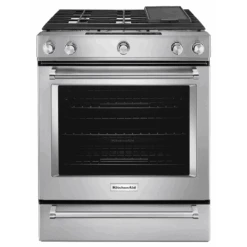 KitchenAid 30-Inch 5 Burner Gas Convection Slide-In Range With Baking Drawer
