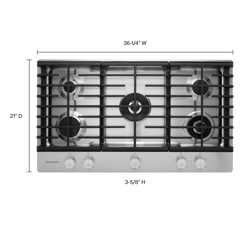 KitchenAid 36" 5-Burner Gas Cooktop With Griddle 7 KitchenAid 36" 5-Burner Gas Cooktop With Griddle - Image 5