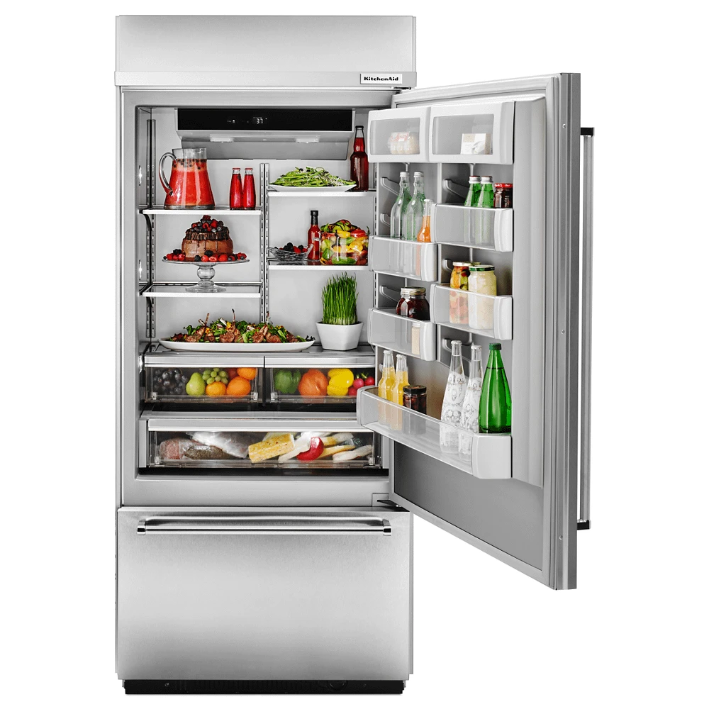 KitchenAid 20.9 Cu. Ft. 36" Width Built-In Stainless Bottom Mount Refrigerator With Platinum Interior Design 4 KitchenAid 20.9 Cu. Ft. 36" Width Built-In Stainless Bottom Mount Refrigerator With Platinum Interior Design - Image 2
