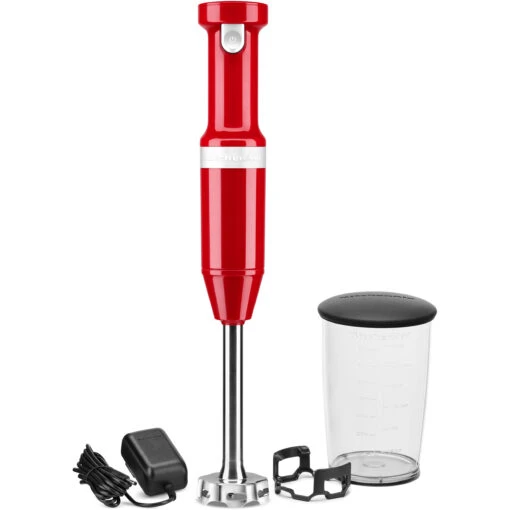 KitchenAid Cordless Variable-Speed Immersion Blender In Empire Red With Whisk And Blending Jar -Kitchenaid khbbv53er