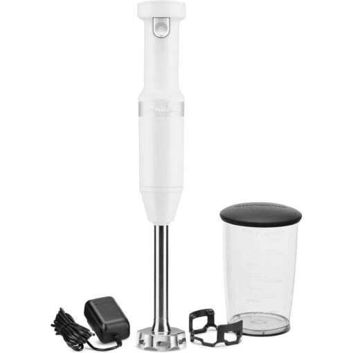 KitchenAid Cordless Variable-Speed Immersion Blender In White With Whisk And Blending Jar -Kitchenaid khbbv53wh