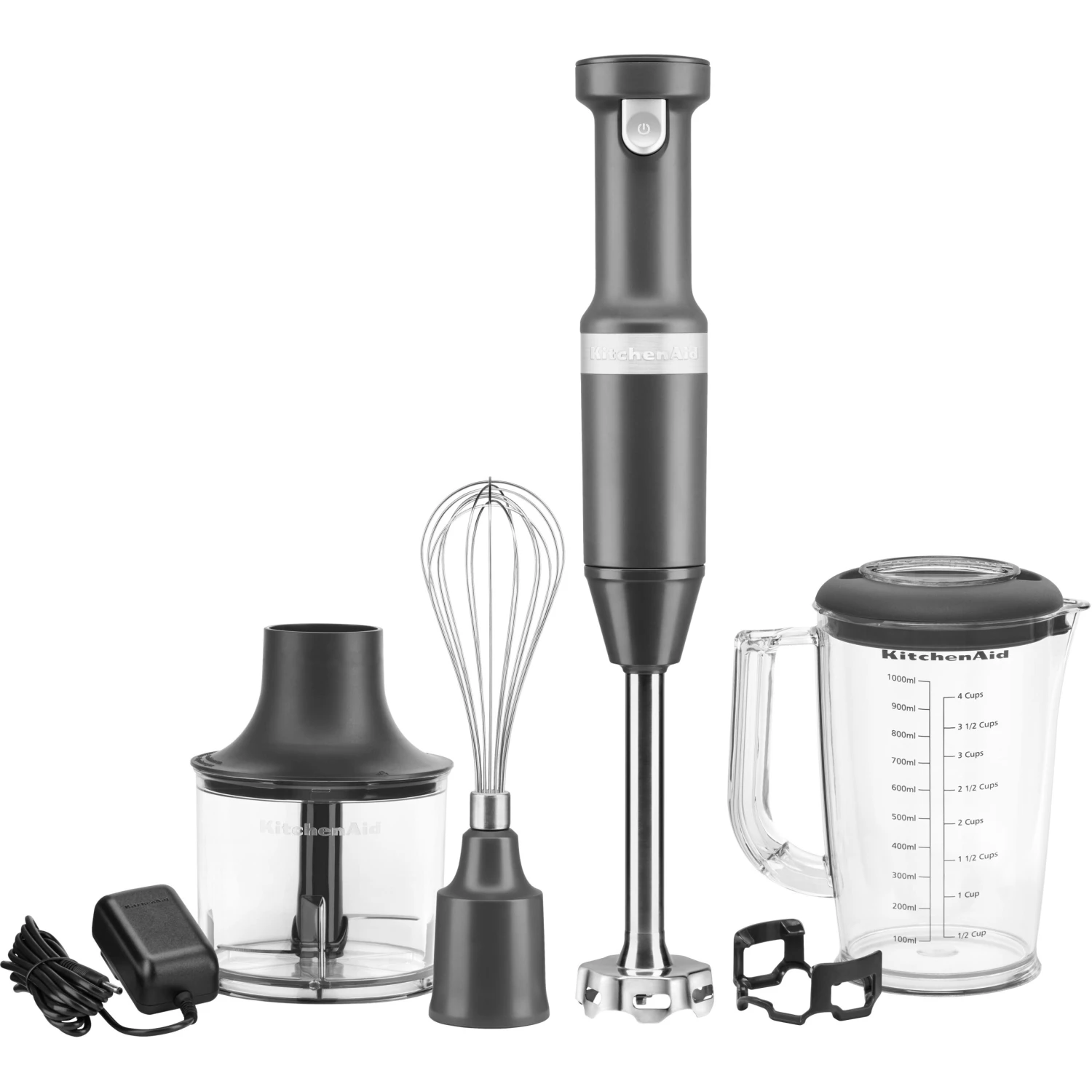 KitchenAid Cordless Variable Speed Hand Blender With Chopper And Whisk Attachment In Matte Charcoal Gray 3 KitchenAid Cordless Variable Speed Hand Blender With Chopper And Whisk Attachment In Matte Charcoal Gray
