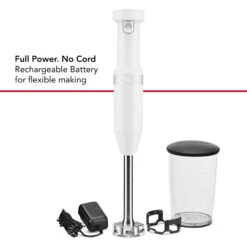 KitchenAid Cordless Variable Speed Hand Blender With Chopper And Whisk Attachment In White -Kitchenaid khbbv83wh 4