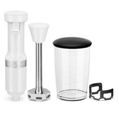 KitchenAid Corded Variable-Speed Immersion Blender In White With Blending Jar -Kitchenaid khbv53wh 1